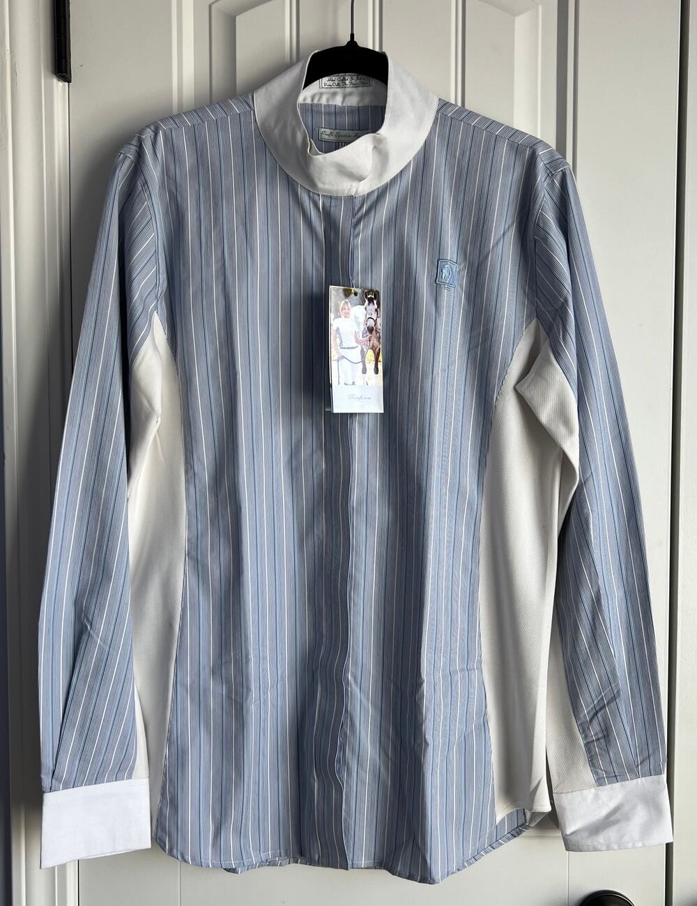 NWT Romfh Drilex Dressage Shirt Blue Stripe - Size 40